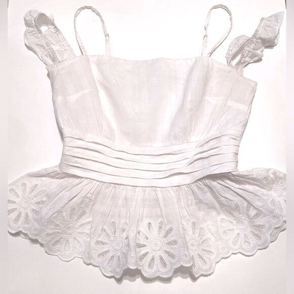 Guess White Sleeveless Top with Ruffles Size Small - Picture 1 of 7